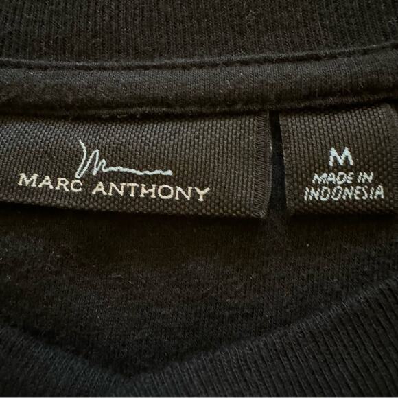 Mark Anthony black gray long sleeve Henley thermal shirt top size medium M
 b15 - Picture 2 of 4